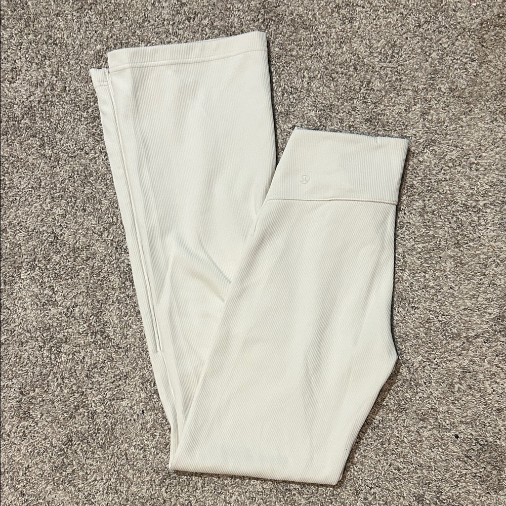 Cream Lululemon Ribbed Softstreme Pants